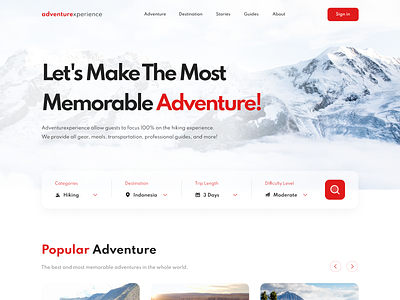 Adventure Travel Agency Website Design adventure design homepage landing page mountain mountains tour tourism travel travel agency travelling trip ui ux vacation web web design website