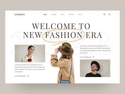 Goshion - Fashion Trend Website apparel clothing dress ecommerce fashion hero section homepage landing page model outfits style trends ui uiux ux web design website