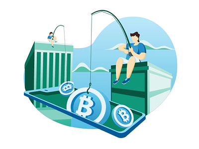 bitcoin animated illustration animated bitcoin bitcoin wallet cryptocurrency fishing illustration mining