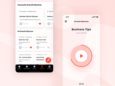 Platform where user analyse his Emotional Situation and Growth abstract app card design emotion goal growth health meditation minimal music app music player player track ui vector
