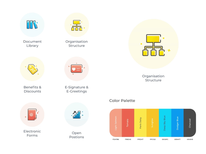 Icons Design for Employee App employee app icon set iconography icons motion design ui vector