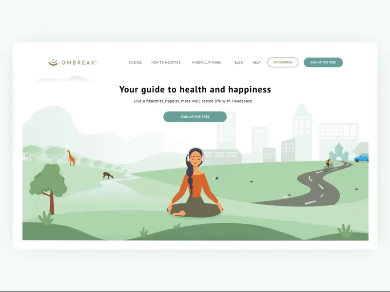 Meditation Web App Concept - OmBreak after effect animation diwali illustration meditation ombreak ui design web website design