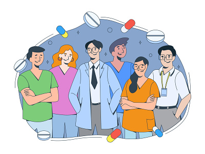 doctor and medical team illustration