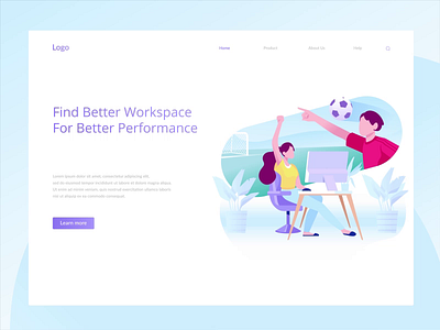 Animated hero image for co-working space after effects aftereffects animation gif header hero image illustration motion graphic workspace