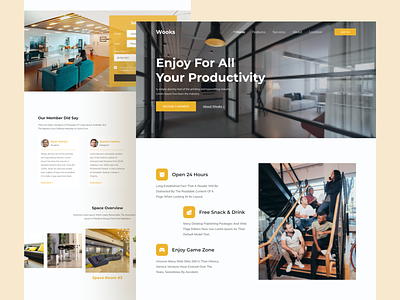 Coworking Space Website company corporate coworker coworking coworking space homepage landing page office space shared space ui uiux web web design wfh work