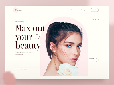 Beauties - Beauty and SPA Landing Page beauty bodycare cosmetic cosmetics girl header homepage landing page make up minimalist salon service skincare spa treatment ui uiux ux web design website