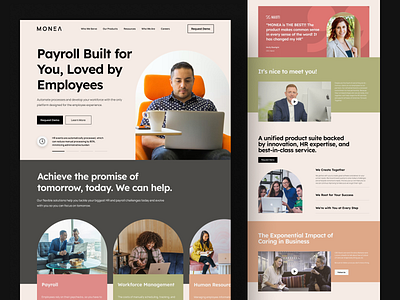 Payroll Tech Company Landing Page business company employees global hr homepage hr landing page management payment payroll product saas service ui design uiux web design website