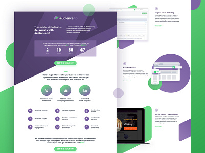 Homepage design for email marketing website