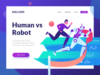 Human vs Robot - header illustration ai artificial intelligence automatic header hero image homepage human vs robot illustration landing page machine learning robot ui ux