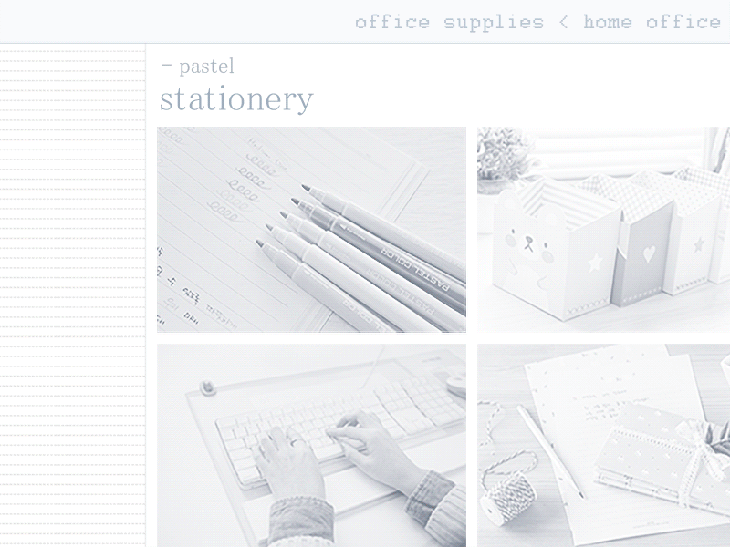 themed trade site design gif pastel stationery website