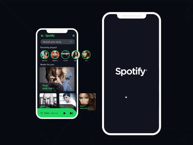 Spotify Application Design adobe xd app black graphic green music music app music player musician song spotify ui uidesign website