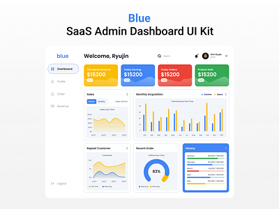 Blue - SaaS Admin Dashboard UI Kit branding design homepage illustration landing page mobile app mobile app design ui ui ux ux web