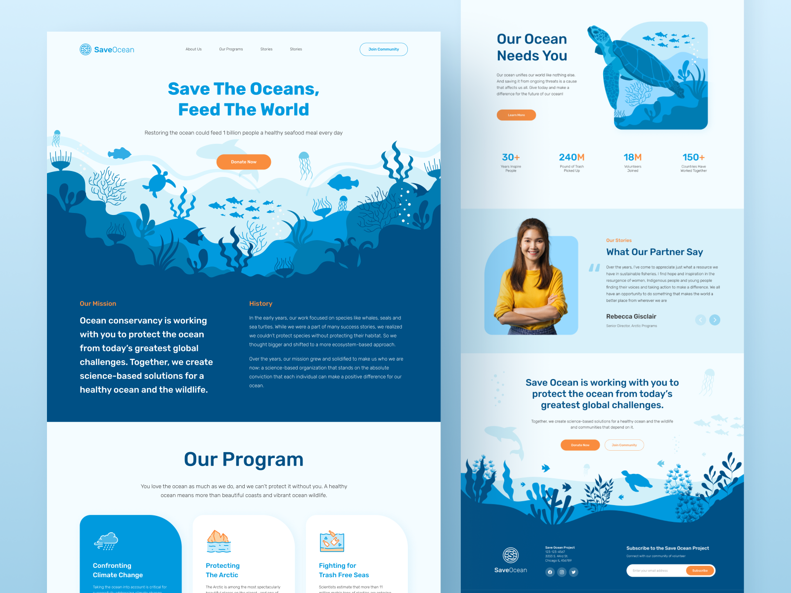 SaveOcean - Fundraising Landing Page by Rian for SLAB Design Studio on ...