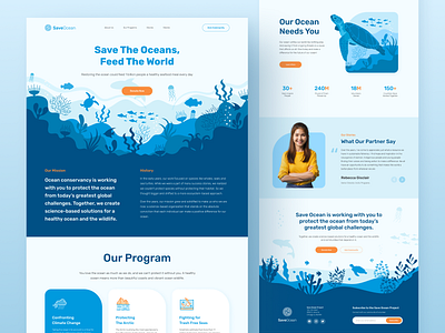 SaveOcean - Fundraising Landing Page campaign charity crowdfunding donate donation fundraise fundraising homepage landing page ocean sea ui uiux ux volunteer wabsite web web design