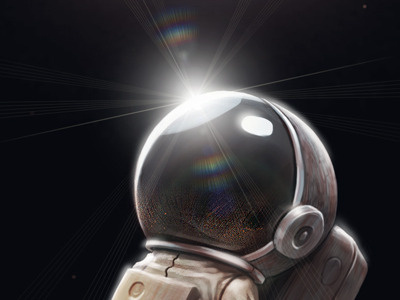 Moonman astronaut flare glow man reflections space