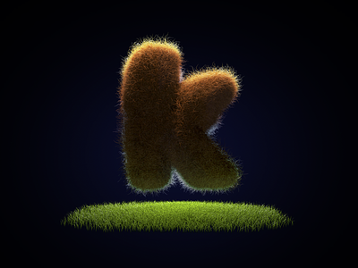 K c4d fat floating furry grass green hair k letter red
