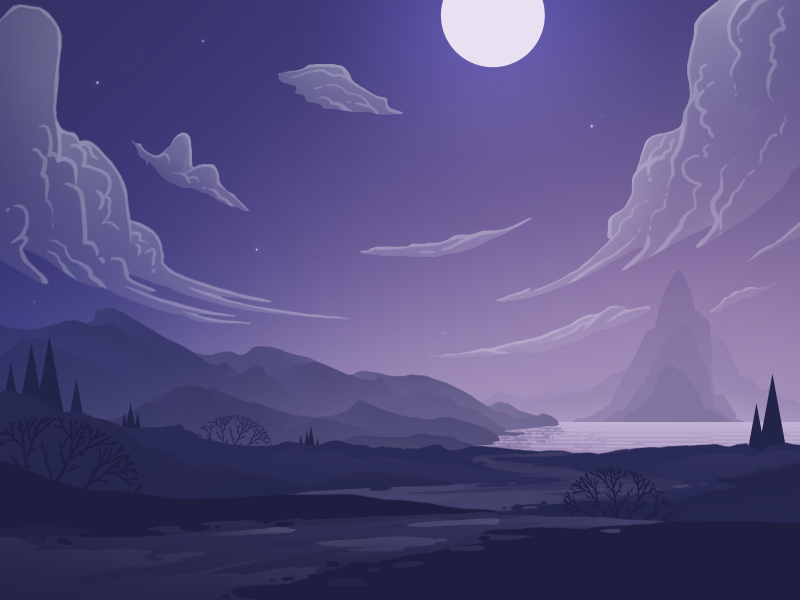  flat purple landscape by Artyom Boorykin on Dribbble