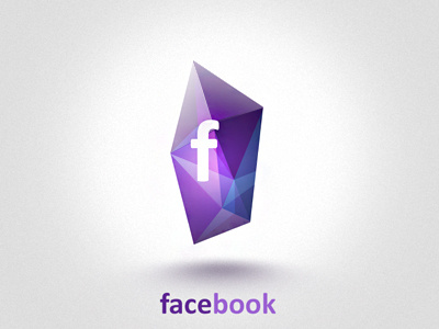 Facebook 2d crystal f facebook logo object purple reflections