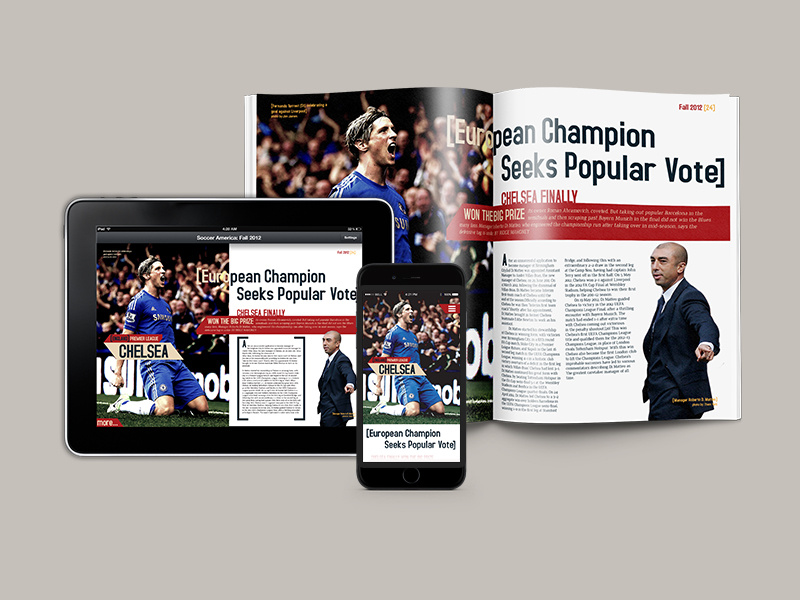 Soccer America Magazine Redesign digital print magazine ux design layout