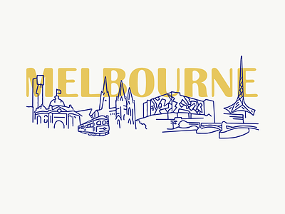 Melbourne Icons australia building icon buildings city city scape design free hand illustration line art logo melbourne urban