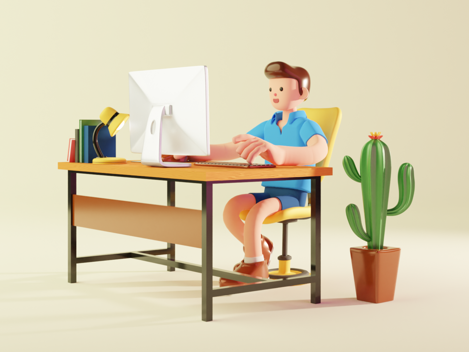 WFH 3D Illustration 3d 3d art 3d character 3d illustration 3d modelling character illustration laptop online meet online meeting remote remote work stay home work work from home working working from home