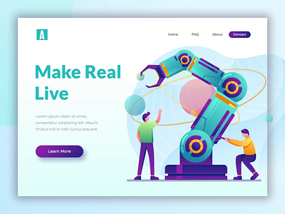 Animated landing page design for tech startup after effect animated banner animation exploration flat hero image illustration landing page tech startup technology