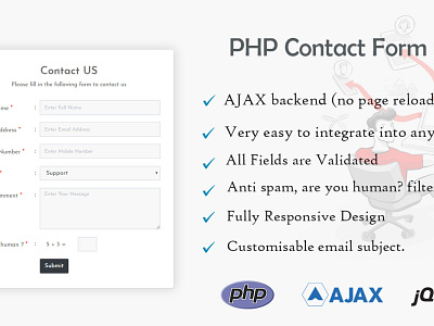 php contact form with ajax