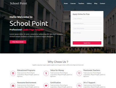 school landing page template bootstrap4 free template free website template webdesigner website template