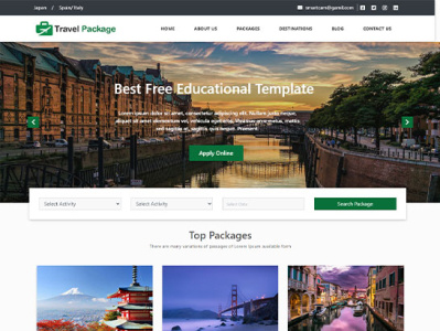 Free Tour Package HTML Website Tempalte bootstrap free template free website template html template website template
