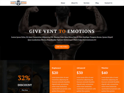 free gym website template