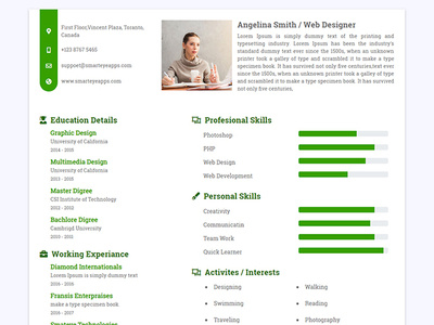 Fresher Resume Html Website Template profile website template