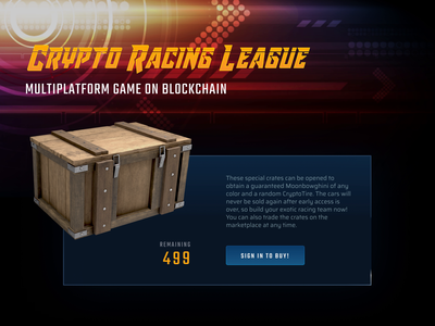 Crypto Racing League animation branding design game illustration interaction ui ux