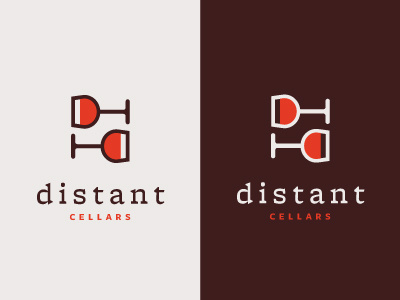 Distant Cellars Concept c d glass logo typography wine