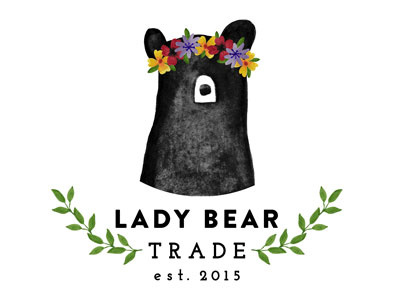 Lady Bear Trade bear crown etsy flower crown laurel logo trade watercolor