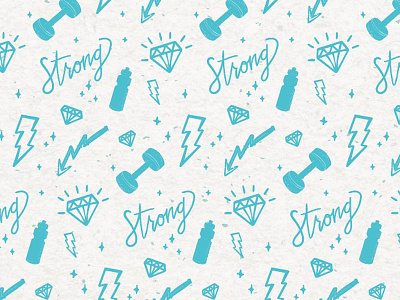 Strong Pattern bolt build diamond fitness habits handlettered lightening strong waterbottle workout