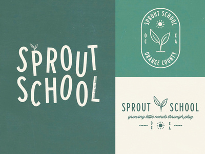Sprout School branding california orange county plant ruler school sprout sun sun logo