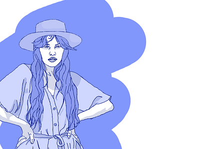 Girl in Summer Dress blue digital illustration digitalart drawing dress girl