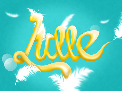 Lulle Type costume feather turquoise type typography yellow