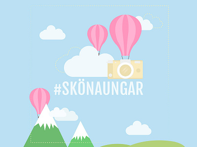 #skönaungar instagram post camera clouds flat hashtag illustration instagram post sky