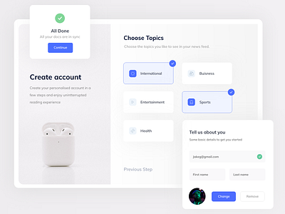 Login- choose your topic design product ui