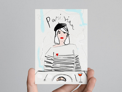 Parisian Postcard adobe adobe sketch design fashion flat graphic design graphical illustration paris parisian poster sketch typography vector wall art
