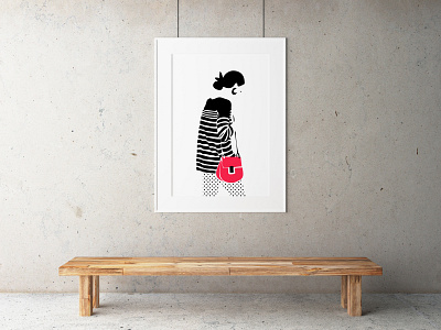 Striped Parisian design fashion flat graphic design graphical illustration poster vector wall art