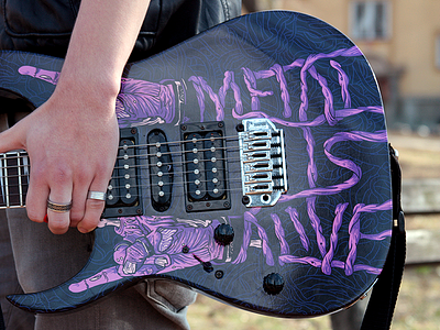 Metal is Alive guitar darkfejzr electric guitar handwriting ibanez illustration metal pick art typography