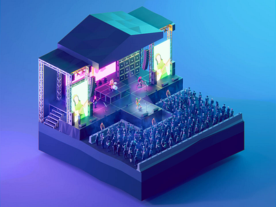 Low Poly Worlds: Legendary Concert 3d animation blender3d color concert darkfejzr gaming illustration illustration art lowpoly lowpoly3d lowpolyart lowpolygon polyperfect world