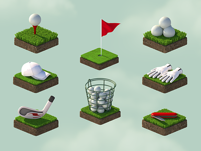 golf game icons 3d darkfejzr game golf icons isometric madeo mobile realistic skeuomorphism