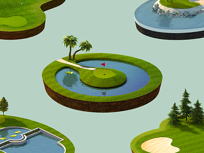 Golf Course Icons 3d blender course darkfejzr game golf icon identity ios madeo set