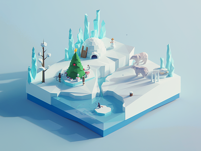 Low Poly Worlds: North Pole 3d assets blender3d christmas color darkfejzr ice illustration lowpoly nature nort pole polygon polyperfect unity3d winter