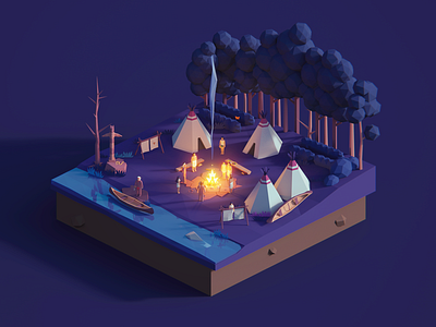 Low Poly Worlds: American Natives 3d art assets blender3d color darkfejzr environment game gaming illustration lowpoly nature polyperfect scene story unity3d