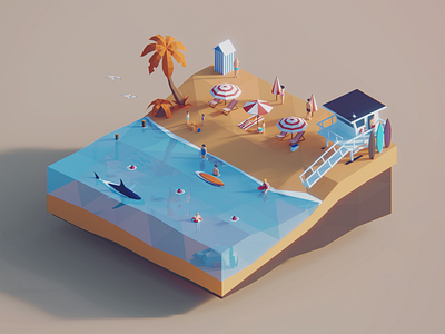 Low Poly Worlds: Baywach 3d baywatch beach blender3d color darkfejzr environment game gaming illustration lowpoly sea story summer unity3d