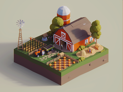 Low Poly Worlds: Farm 3d blender3d color darkfejzr environment farm farmer game illustration low lowpoly poly polygon polyperfect story unity3d